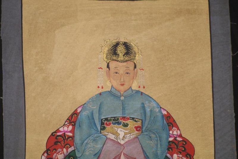 Qing Kleine Ahnenpaare und Kaiser Malerei Himmelblau 4