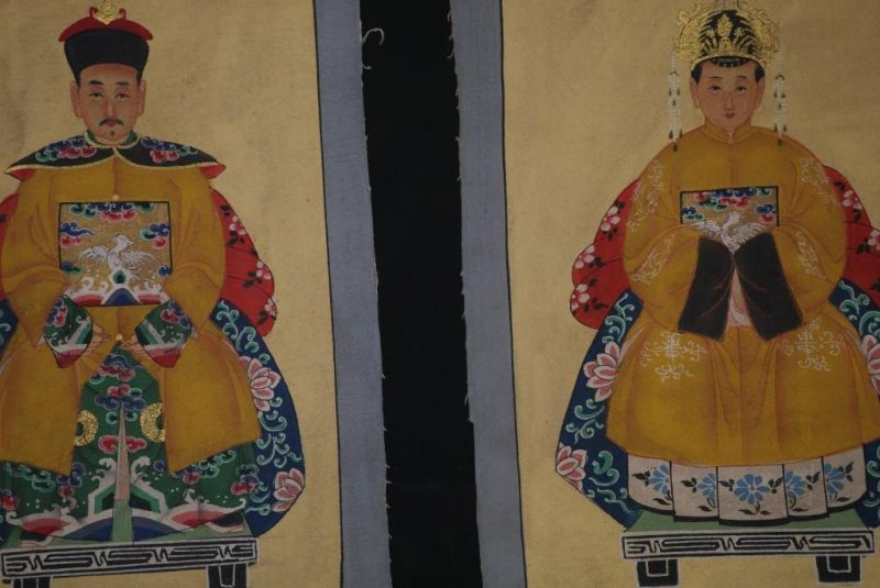 Qing Kleine Ahnenpaare und Kaiser Malerei Kaiser Gelb 2