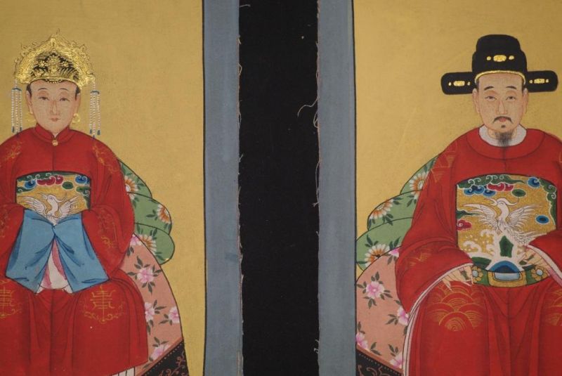 Qing Kleine Ahnenpaare und Kaiser Malerei Kaiser Gelb 2