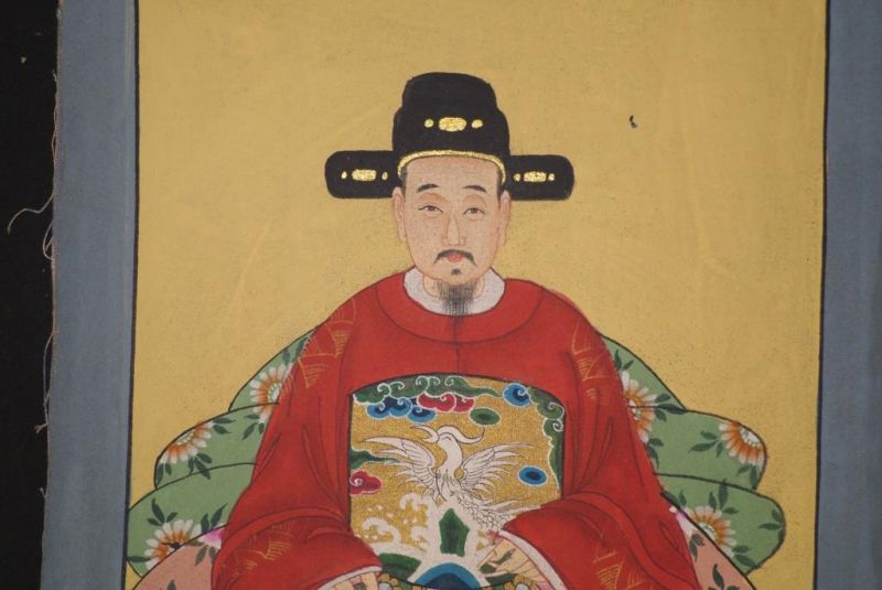 Qing Kleine Ahnenpaare und Kaiser Malerei Kaiser Gelb 4