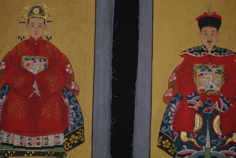 Qing Kleine Ahnenpaare und Kaiser Malerei Kaiser Gelb 2