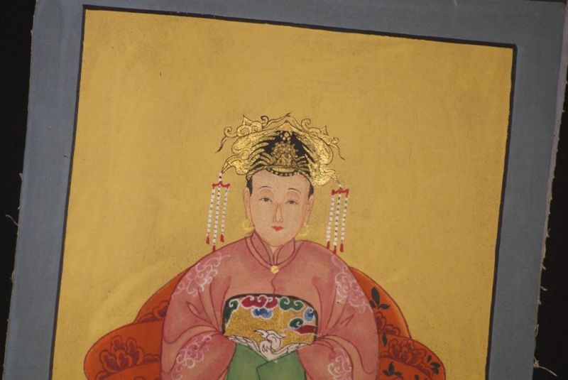 Qing Kleine Ahnenpaare und Kaiser Malerei Lachs 3