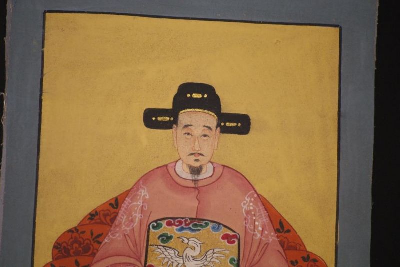 Qing Kleine Ahnenpaare und Kaiser Malerei Lachs 4