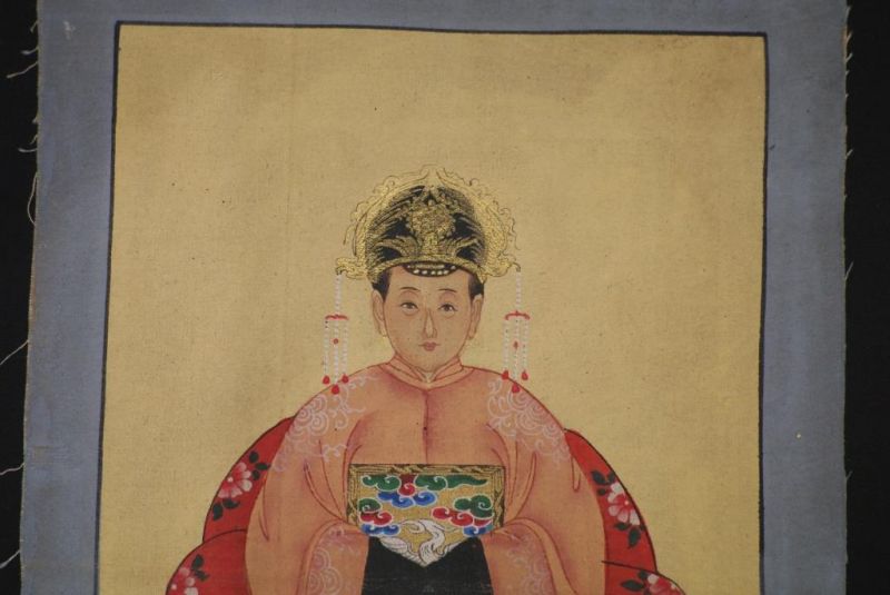 Qing Kleine Ahnenpaare und Kaiser Malerei Lachs 3