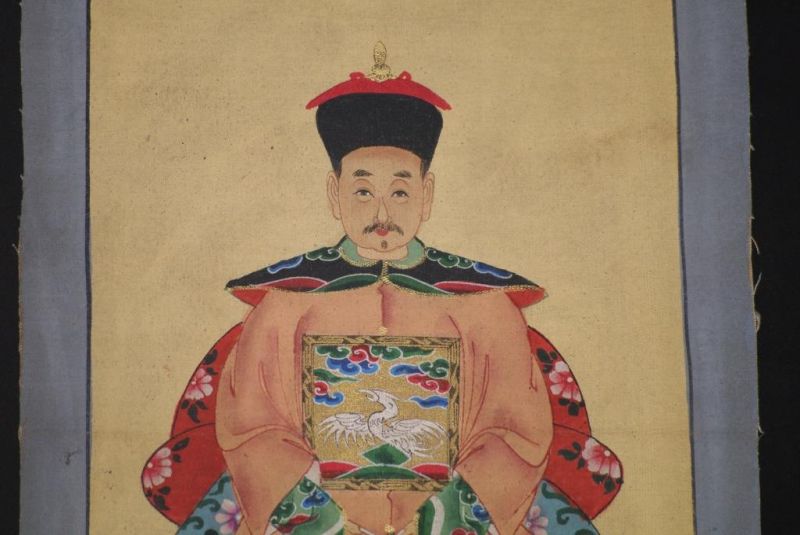 Qing Kleine Ahnenpaare und Kaiser Malerei Lachs 4