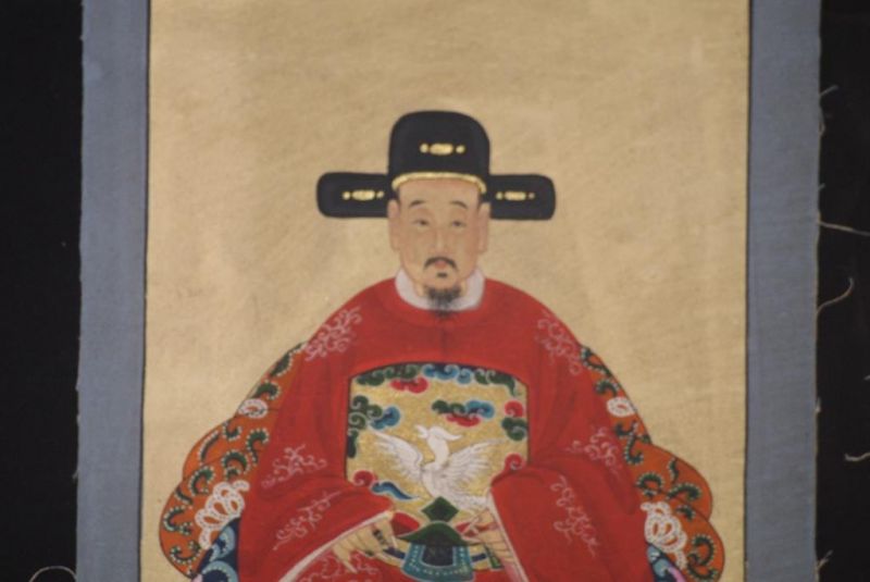 Qing Kleine Ahnenpaare und Kaiser Malerei Rot 3