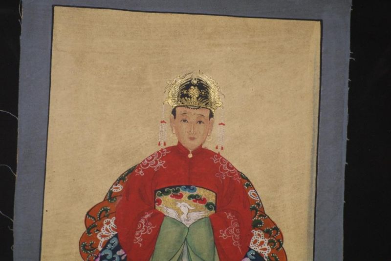 Qing Kleine Ahnenpaare und Kaiser Malerei Rot 4