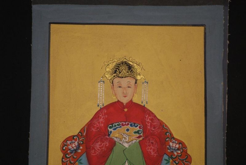 Qing Kleine Ahnenpaare und Kaiser Malerei Rot 3