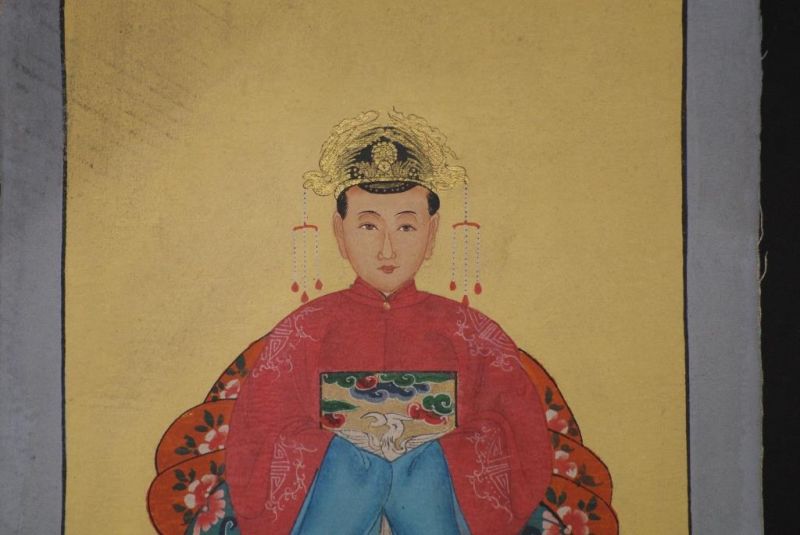Qing Kleine Ahnenpaare und Kaiser Malerei Rot 3
