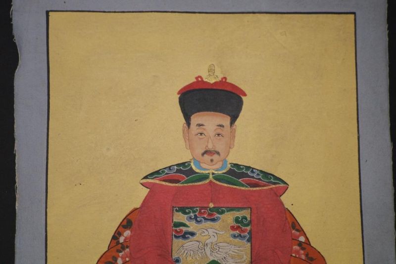 Qing Kleine Ahnenpaare und Kaiser Malerei Rot 4