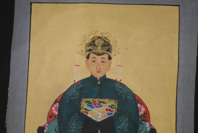 Qing Kleine Ahnenpaare und Kaiser Malerei Smaragdgrün 3