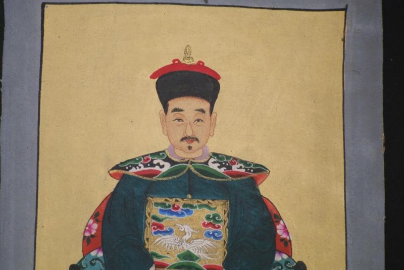 Qing Kleine Ahnenpaare und Kaiser Malerei Smaragdgrün 4