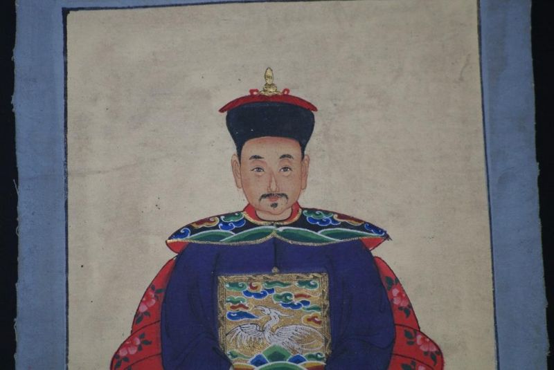 Qing Kleine Ahnenpaare und Kaiser Malerei Violett 4
