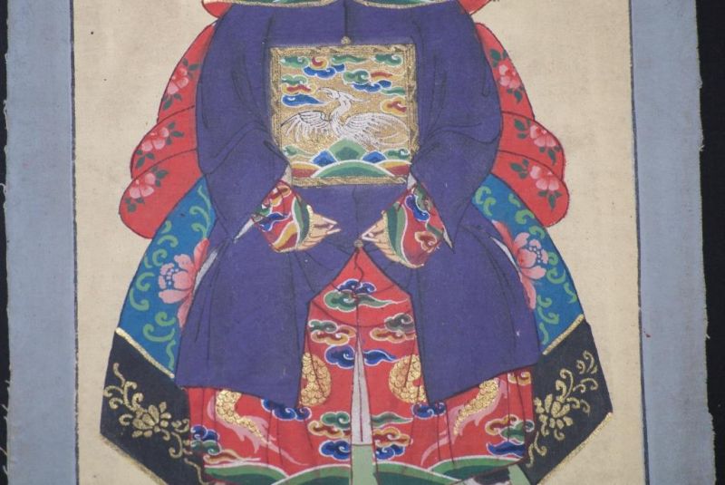 Qing Kleine Ahnenpaare und Kaiser Malerei Violett 5