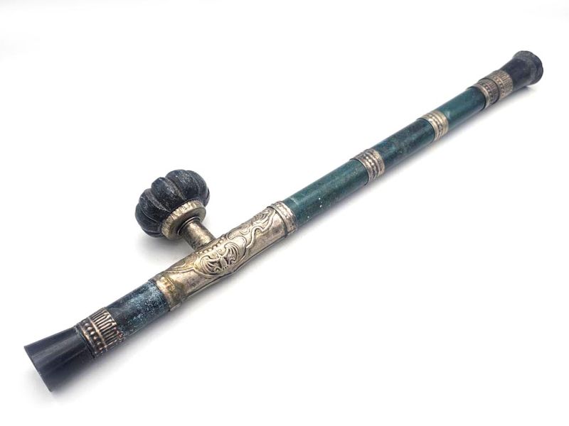 Click thumbnail to enlarge and hover over the picture to zoom Qing‑Style Chinese Opium Pipe – 30Year‑Old Reproduction - Green 1