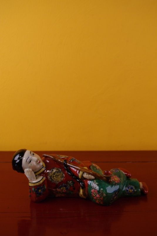 Rauchen Opium polychrome Statue 4