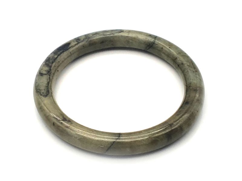 Real Jade Bangle - Jade Bracelet - online Jade shop -5.45 cm - Green with yellow highlights 2