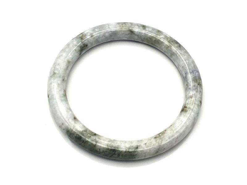 Real Jade Bangle - Jade Bracelet - online Jade shop -5.45 cm - White and green 1