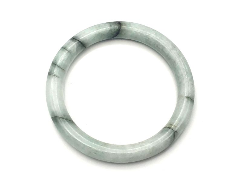 Real Jade Bangle - Jade Bracelet - online Jade shop -5.65cm - White green spots 1