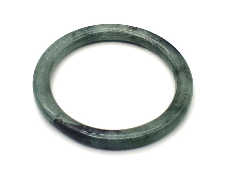 Real Jade Bangle - Jade Bracelet - online Jade shop -5.70 cm - Imperial green and black - not perfectly round 2