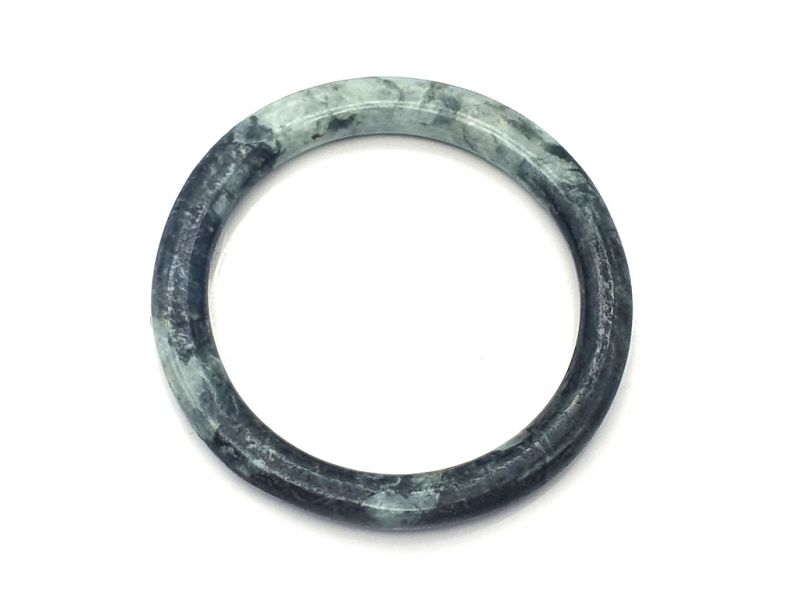 Real Jade Bangle - Jade Bracelet - online Jade shop -5.80cm - Dark green, black and white - raw 1