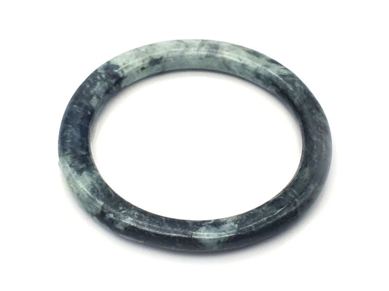 Real Jade Bangle - Jade Bracelet - online Jade shop -5.80cm - Dark green, black and white - raw 2