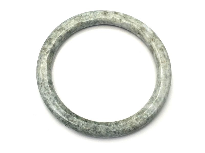 Real Jade Bangle - Jade Bracelet - online Jade shop -5.90 cm - White and green 1