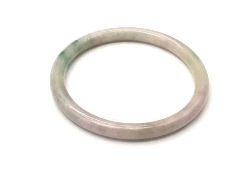 Real Jade Bangle - Jade Bracelet - online Jade shop -6cm - White with a green spot 2