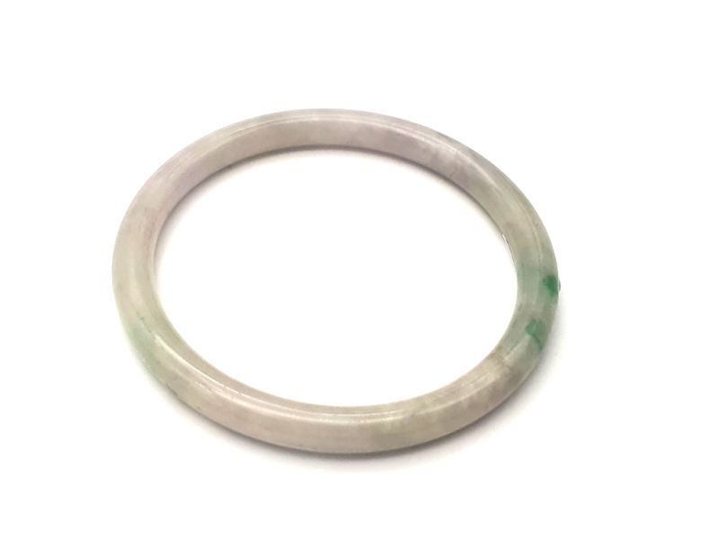 Real Jade Bangle - Jade Bracelet - online Jade shop -6cm - White with a green spot 3