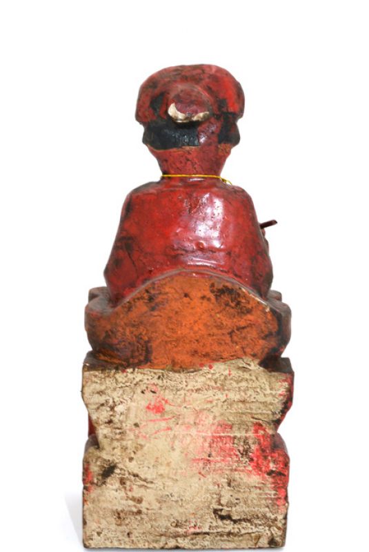 Reproducción antigua - Pequeña Estatua china - Laca roja 5