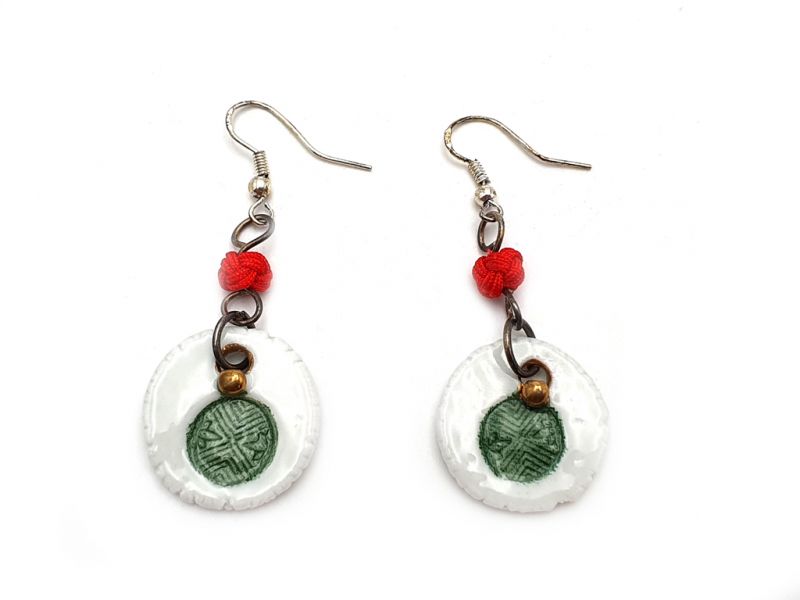 Road to India Ceramic Earrings Green 1