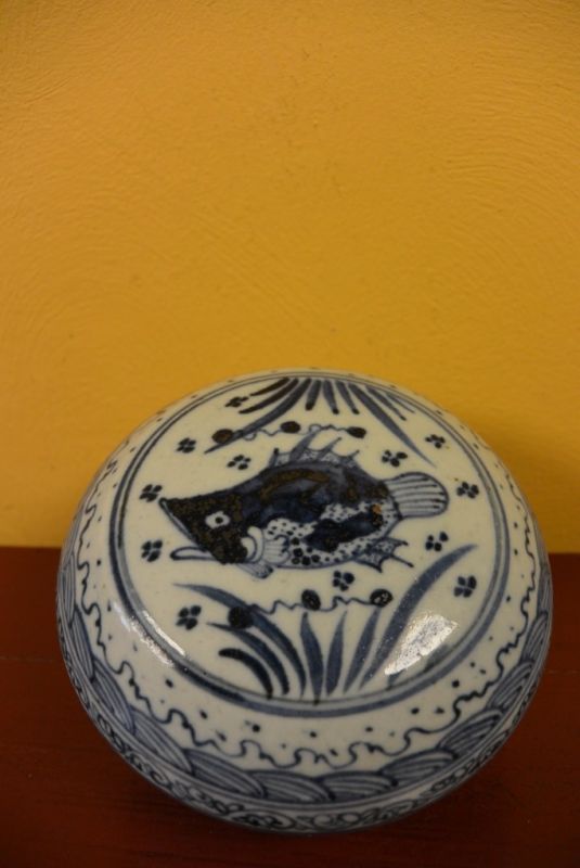Round Porzellan-Box Fisch 2