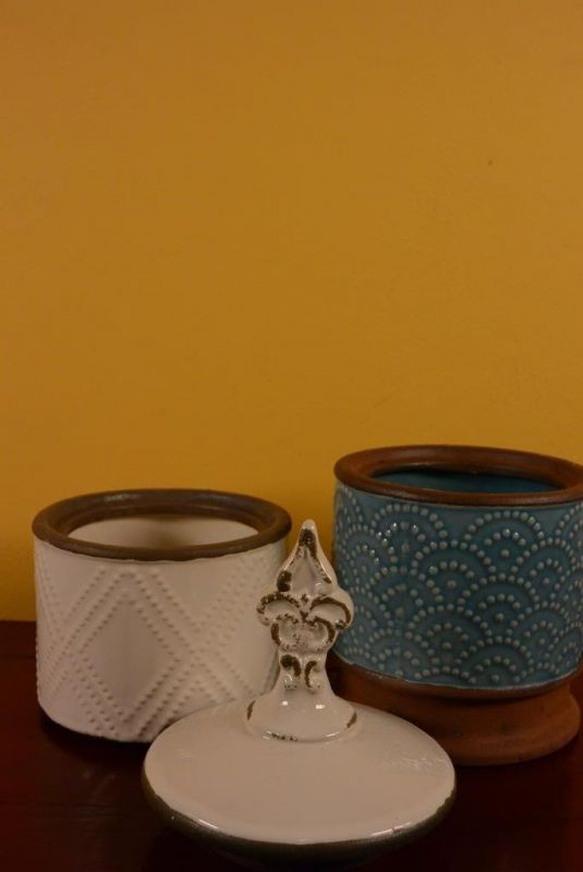 Rund chinesische Vase Modernes Porzellan 2 Stockwerke Weiß Blau 4