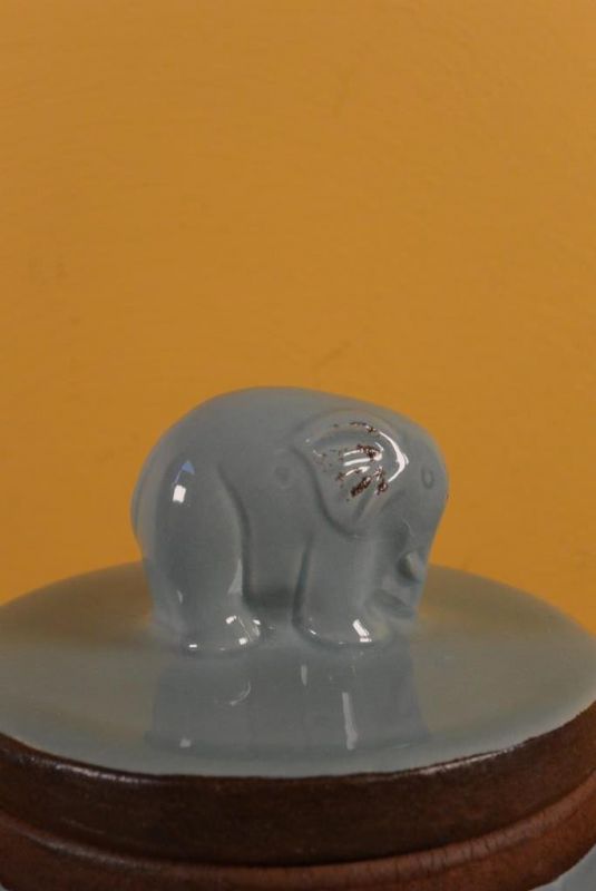 Rund chinesische Vase Modernes Porzellan Blau Elefant 2