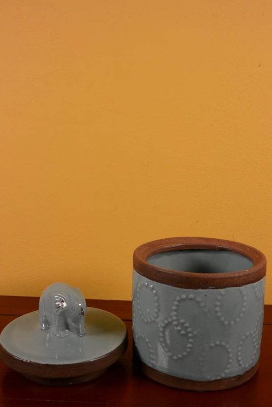 Rund chinesische Vase Modernes Porzellan Blau Elefant 4