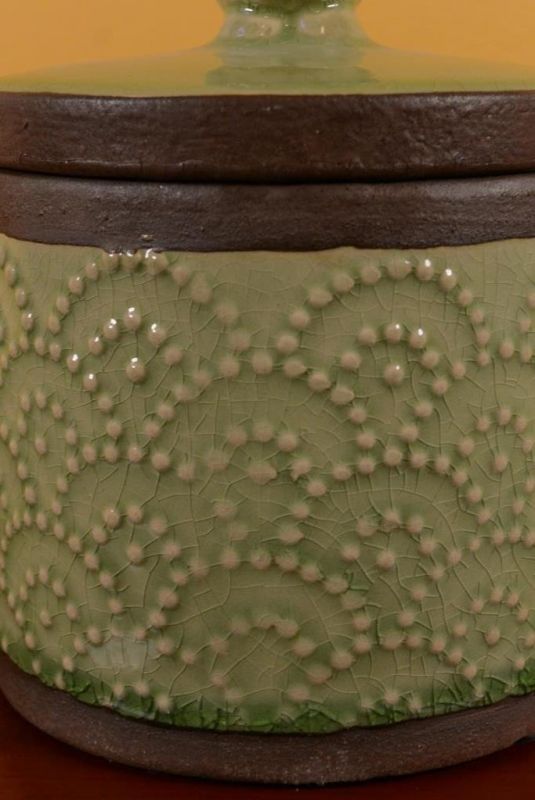 Rund chinesische Vase Modernes Porzellan Grün Eulen 3