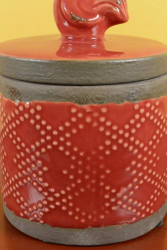 Rund chinesische Vase Modernes Porzellan Rot Hahn 3