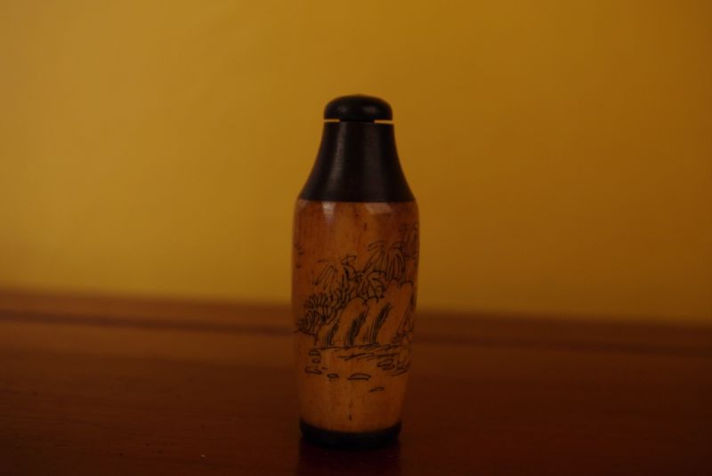 Schnupftabakflasche aus Knochen Vater und Sohn 3