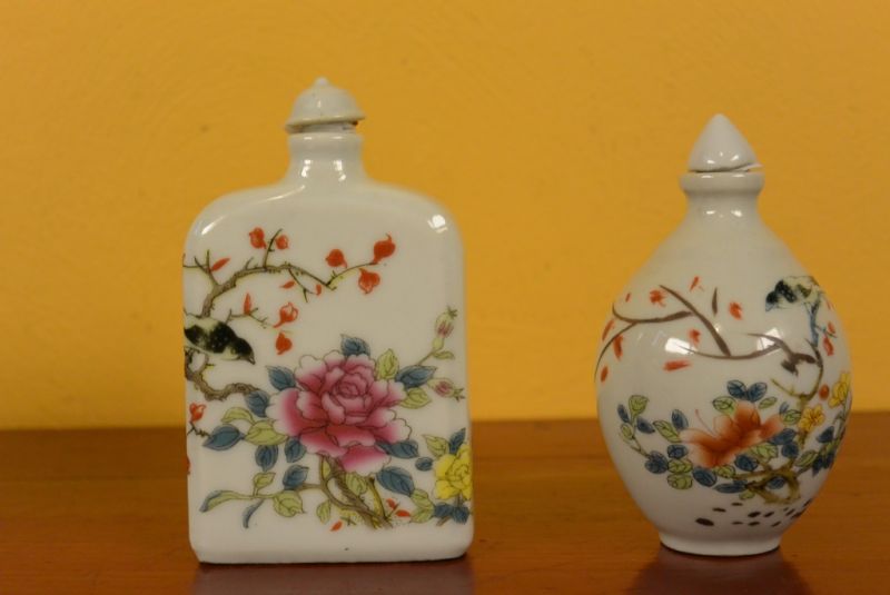 Schnupftabakflasche Blumen und Vögel 1 2