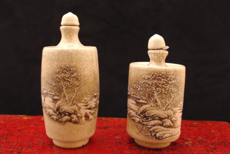 Schnupftabakflasche Landschaft/Schnee 3