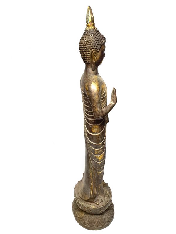 Schöne Bronze stehender Buddha aus Tibet 4