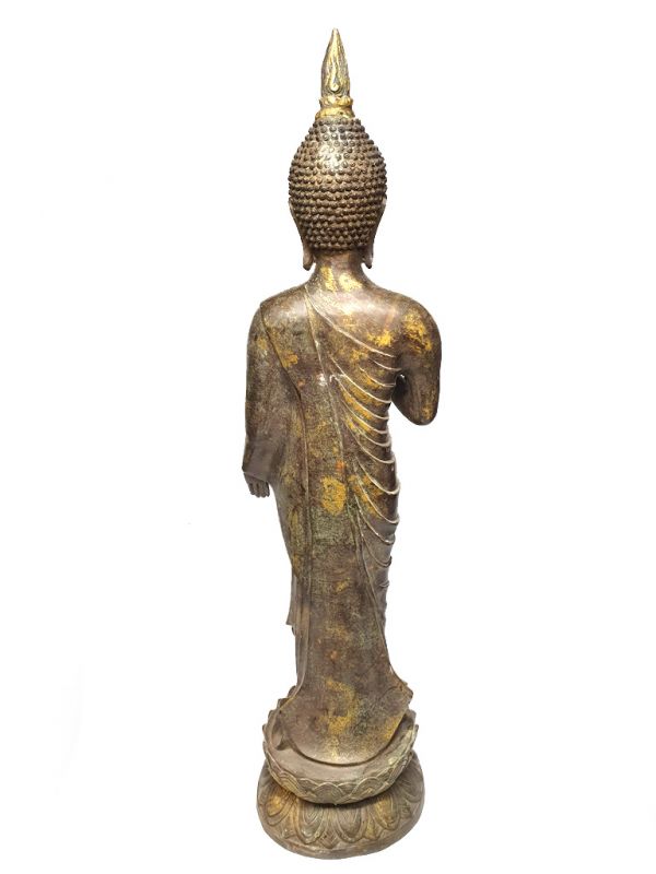 Schöne Bronze stehender Buddha aus Tibet 5