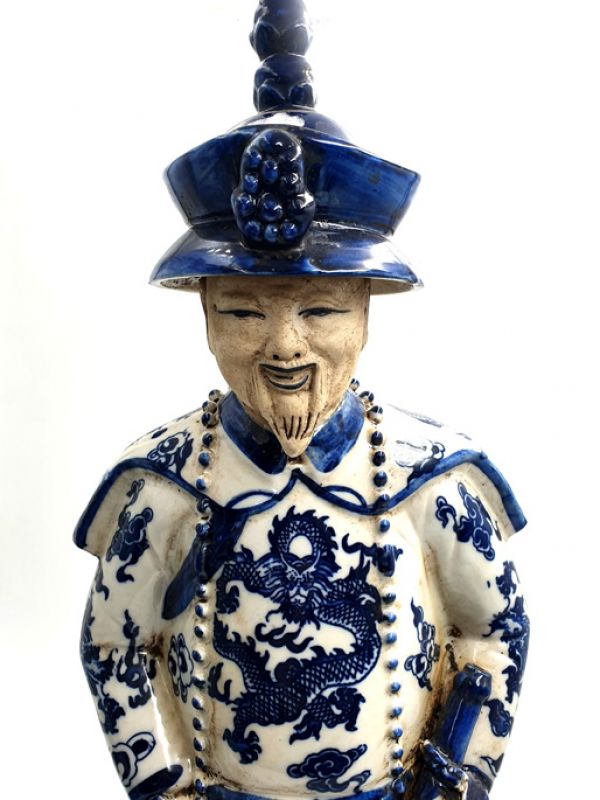 Sehr Groß Porzellan Statuen Alter Mann Qing Mandarin 2