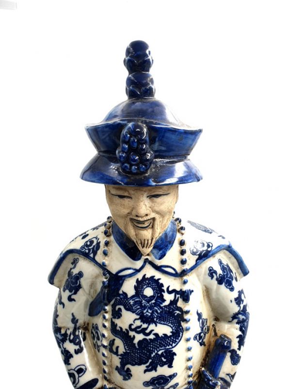 Sehr Groß Porzellan Statuen Alter Mann Qing Mandarin 3