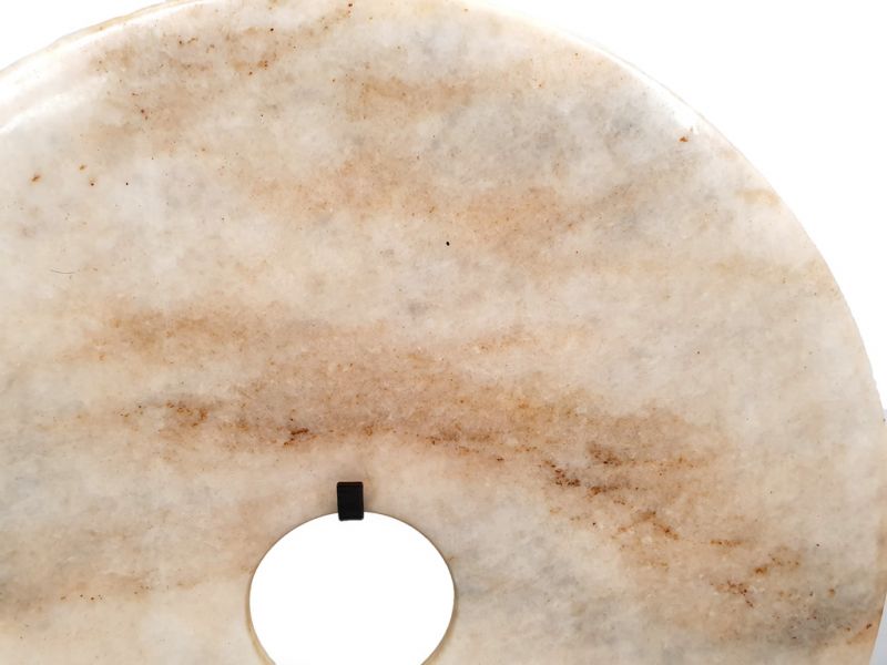 Sehr große Bi-Scheibe aus Jade 35cmweiß und braun 3