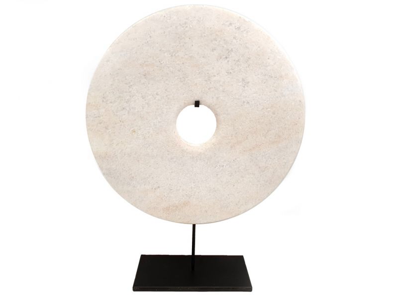 Sehr große Bi-Scheibe aus Jade 40cm Weiß 2