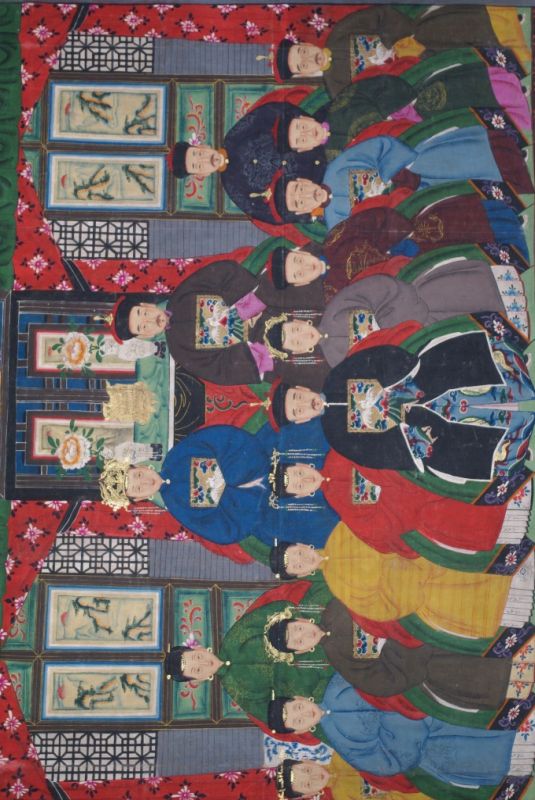 Sehr Grosse Chinesische Ahnenbilder 14 Personen Horizontal 2