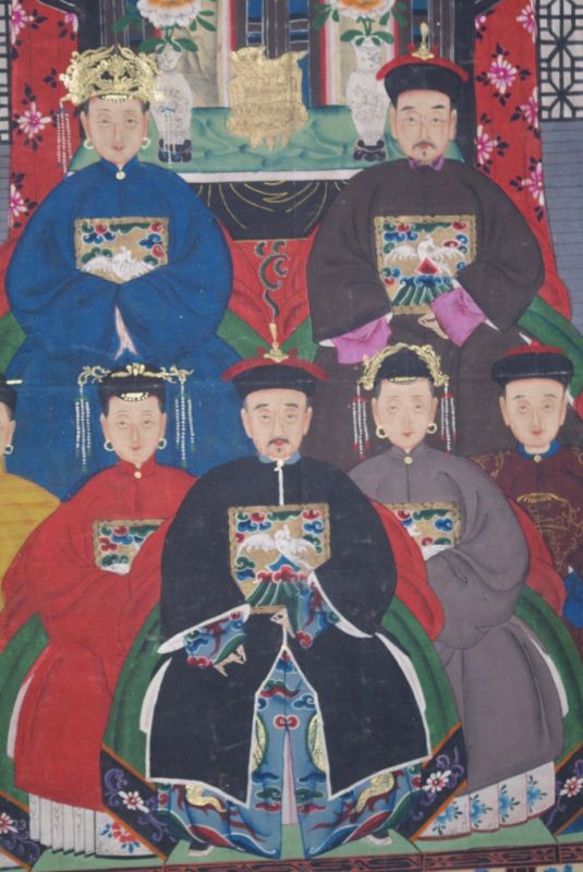 Sehr Grosse Chinesische Ahnenbilder 14 Personen Horizontal 3