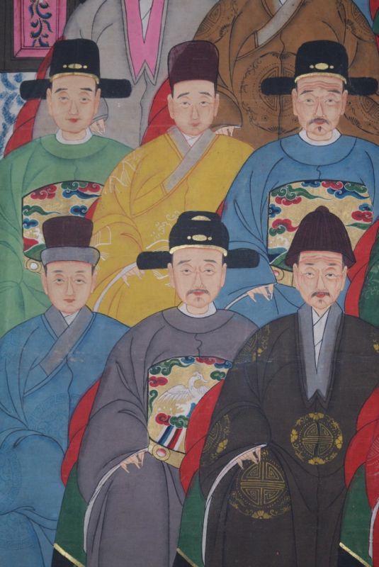 Sehr Grosse Chinesische Ahnenbilder 17 Personen Männer 4