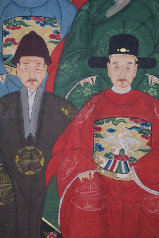 Sehr Grosse Chinesische Ahnenbilder 17 Personen Männer 5